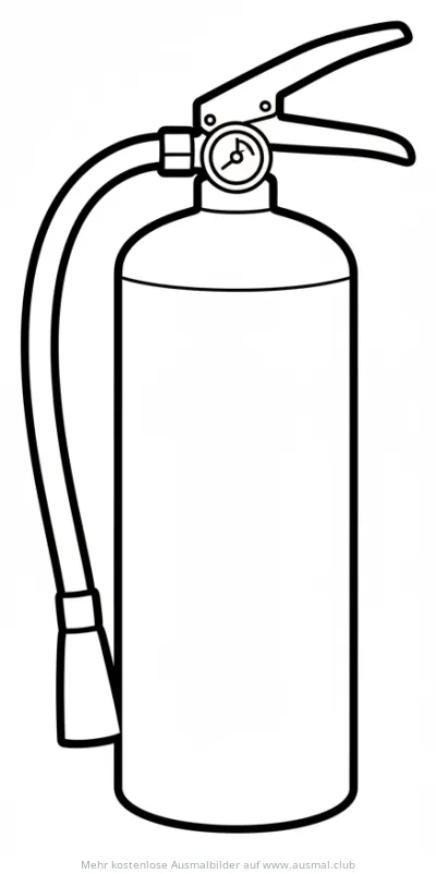 Feuerlöscher Ausmalbild mit Schlauch und Manometer
