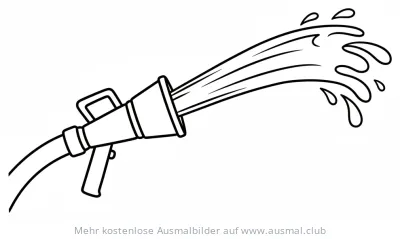 Feuerwehr Düse mit Wasserstrahl Ausmalbild