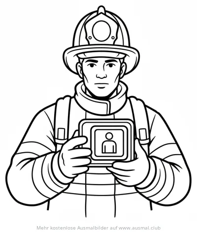 Feuerwehrmann mit Wärmebildkamera Ausmalbild