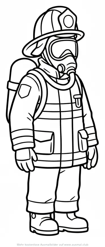 Feuerwehrmann mit Atemschutz Ausmalbild