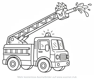 Feuerwehr mit Wasserwerfer Ausmalbild