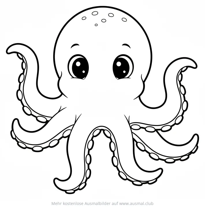 Freundlicher Oktopus Ausmalbild mit großen Augen