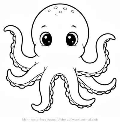 Freundlicher Oktopus Ausmalbild mit großen Augen
