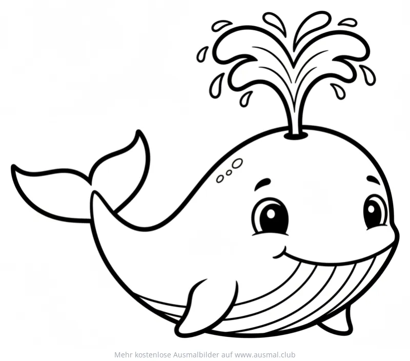 Freundlicher Wal mit Wasserfontäne Ausmalbild