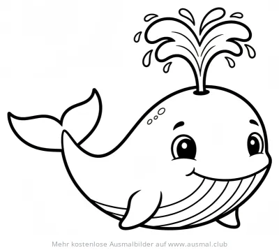 Freundlicher Wal mit Wasserfontäne Ausmalbild
