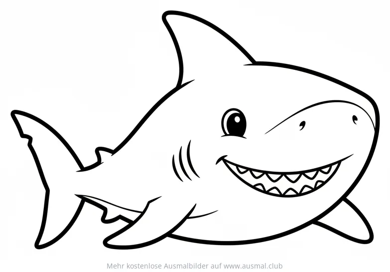Freundlicher Hai Ausmalbild für Kinder