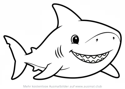 Freundlicher Hai Ausmalbild für Kinder