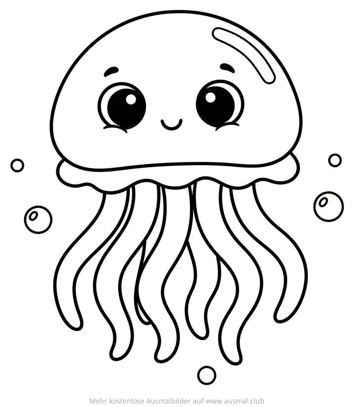 Freundliche Qualle mit großen Augen Ausmalbild
