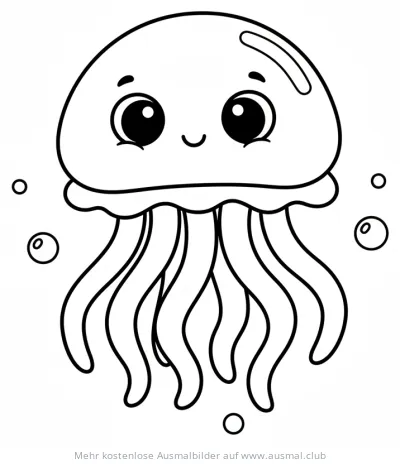 Freundliche Qualle mit großen Augen Ausmalbild