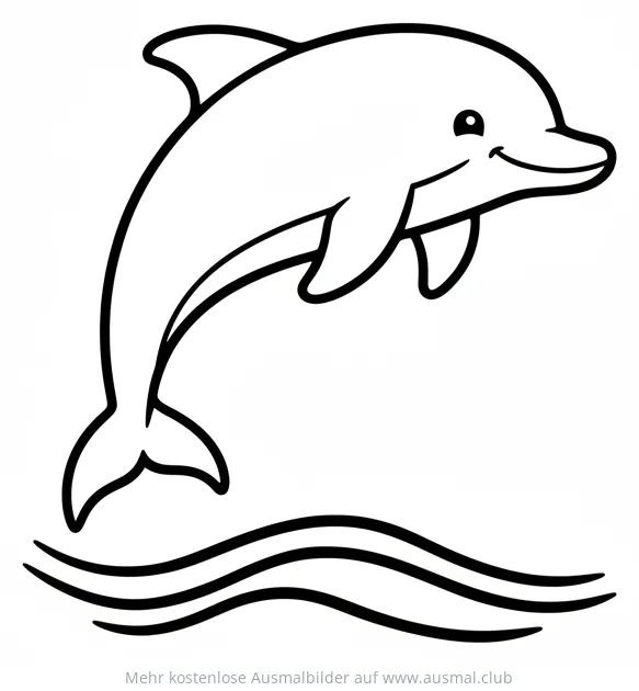 Delfin springt aus dem Wasser Ausmalbild