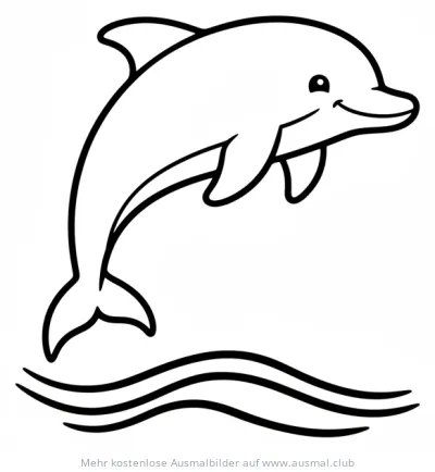 Delfin springt aus dem Wasser Ausmalbild