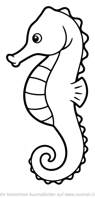 Seepferdchen Ausmalbild mit gebogenem Schwanz