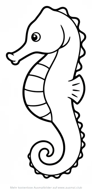 Seepferdchen Ausmalbild mit gebogenem Schwanz