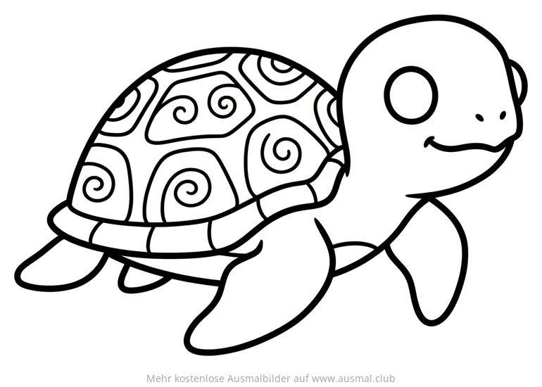 Meeresschildkröte mit Spiralen-Panzer Ausmalbild