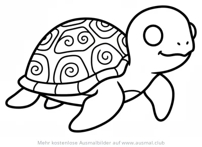 Meeresschildkröte mit Spiralen-Panzer Ausmalbild