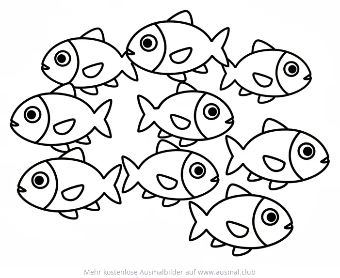 Fischschwarm Ausmalbild