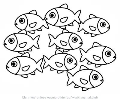 Fischschwarm Ausmalbild