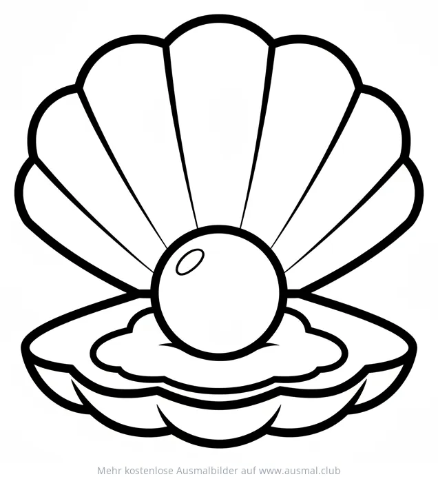 Auster mit Perle Ausmalbild