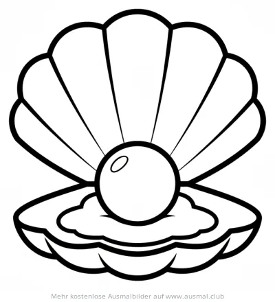 Auster mit Perle Ausmalbild