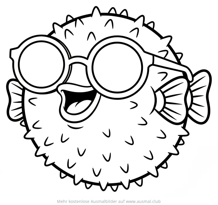 Kugelfisch mit Sonnenbrille Ausmalbild