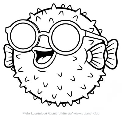Kugelfisch mit Sonnenbrille Ausmalbild