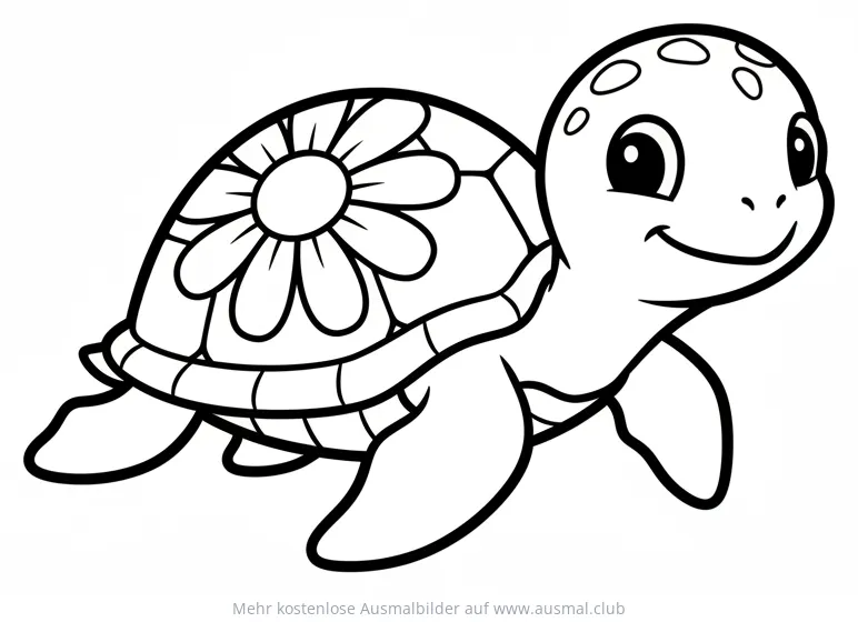 Schildkröte mit Blume auf dem Panzer Ausmalbild