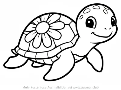Schildkröte mit Blume auf dem Panzer Ausmalbild