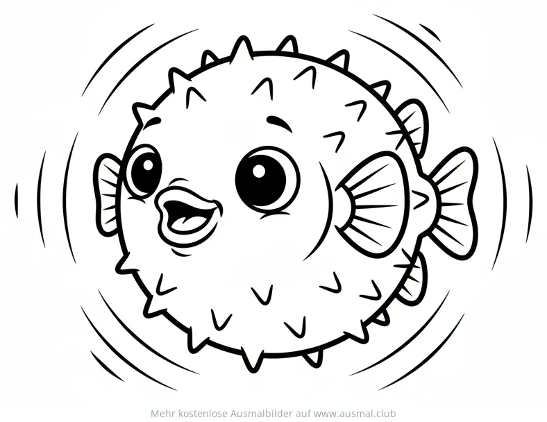 Kugelfisch Ausmalbild aufgeblasen