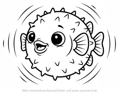 Kugelfisch Ausmalbild aufgeblasen