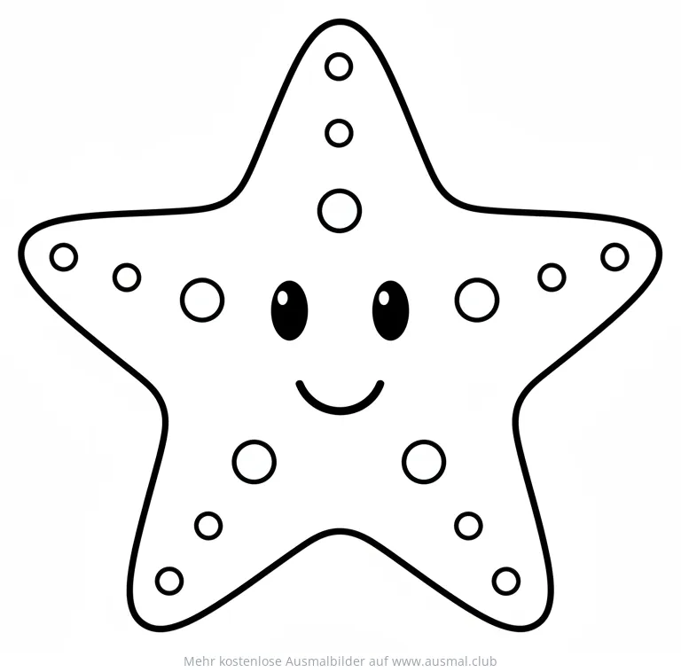 Freundlicher Seestern mit Gesicht Ausmalbild