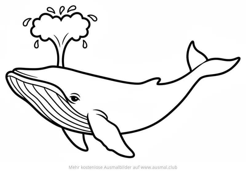 Wal Ausmalbild mit Wasserfontäne