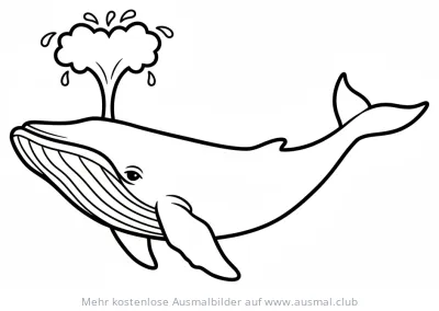 Wal Ausmalbild mit Wasserfontäne