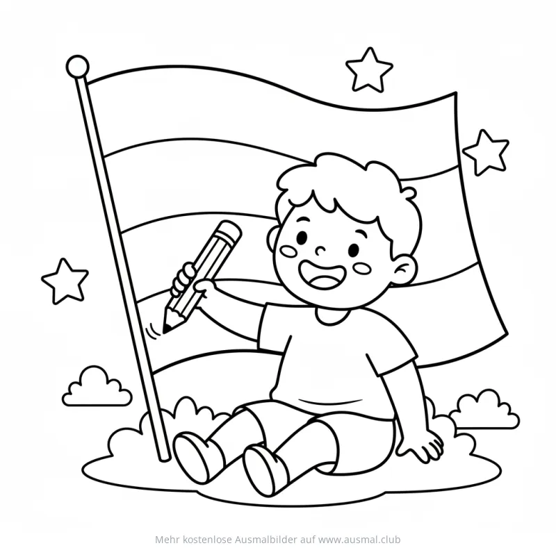 Junge malt Deutschland Flagge Ausmalbild