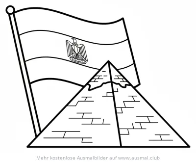 Ägyptische Flagge und Pyramide Ausmalbild