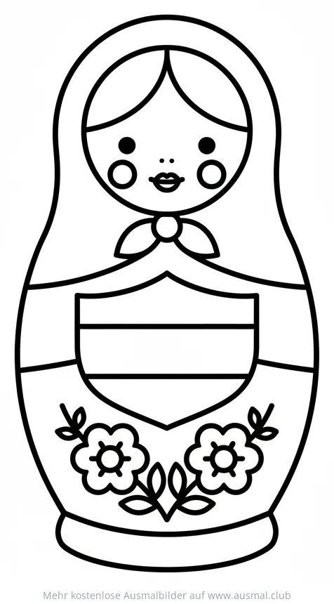 Matroschka Ausmalbild mit Blumenmuster