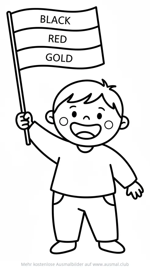 Junge mit Deutschland Flagge Ausmalbild
