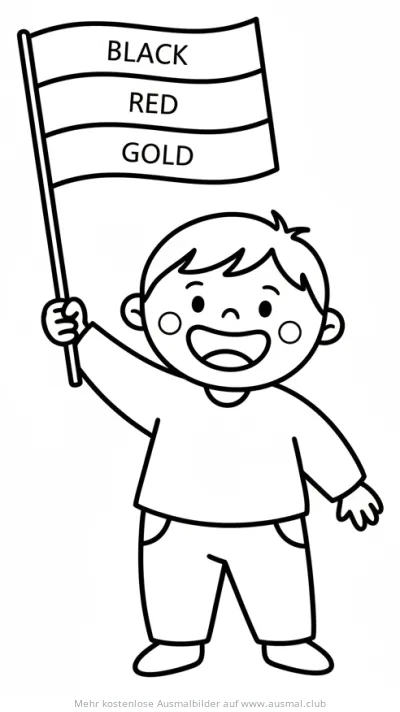 Junge mit Deutschland Flagge Ausmalbild