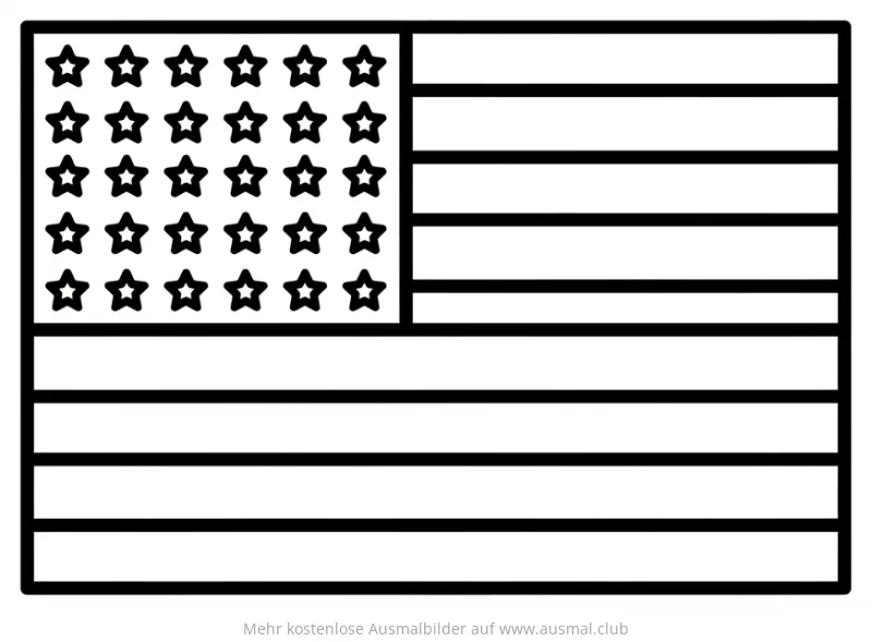 USA Flagge Ausmalbild mit Sternen und Streifen