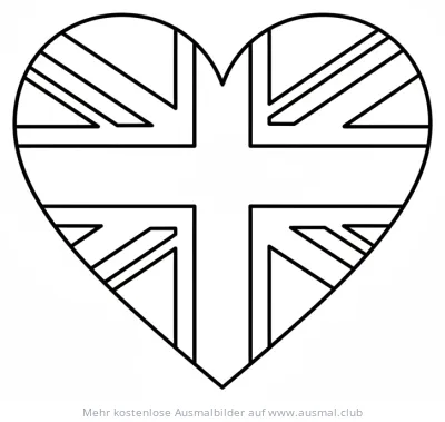 Großbritannien Flagge in Herzform Ausmalbild