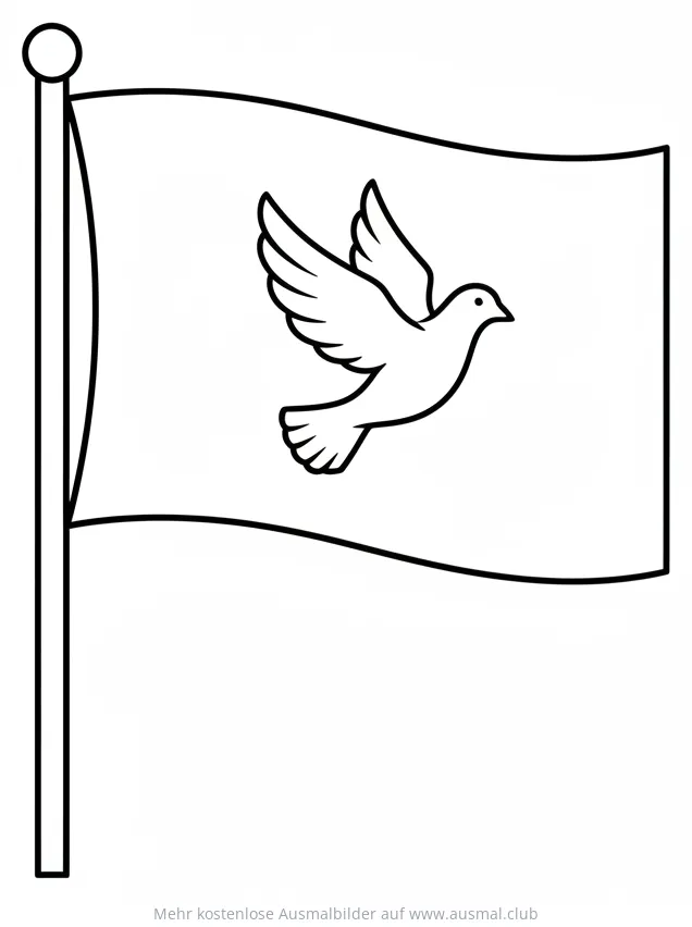 Friedensflagge mit Taube Ausmalbild
