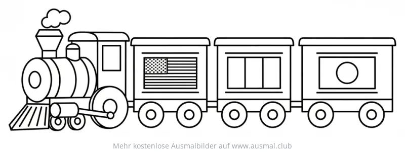 Zug mit amerikanischer Flagge Ausmalbild