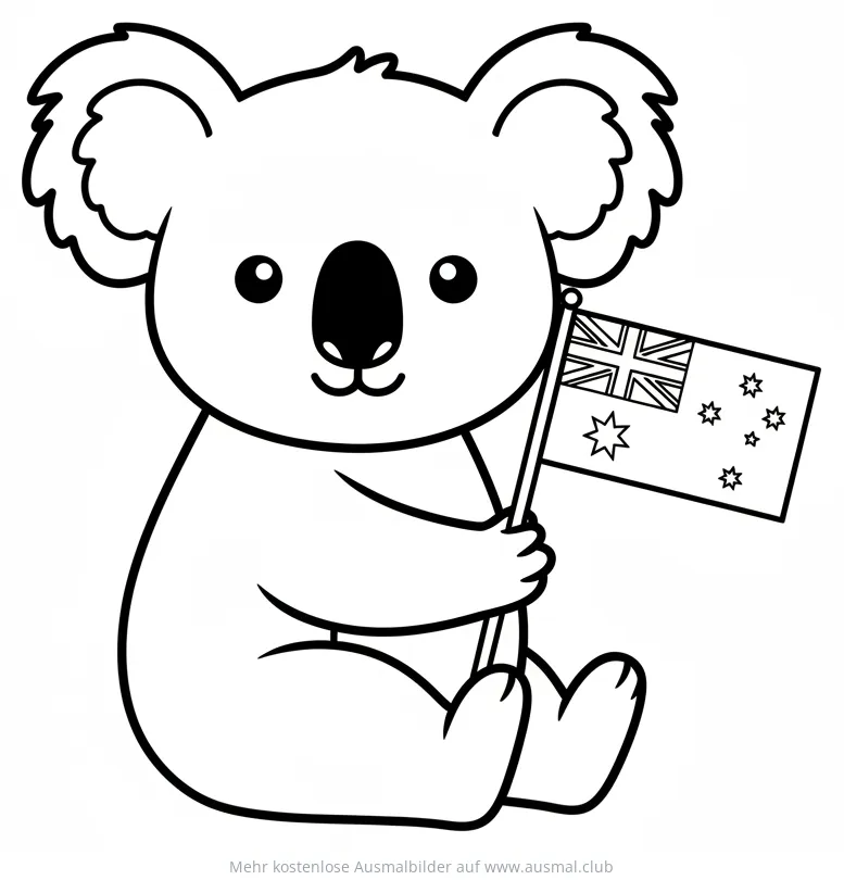 Koala mit australischer Flagge Ausmalbild