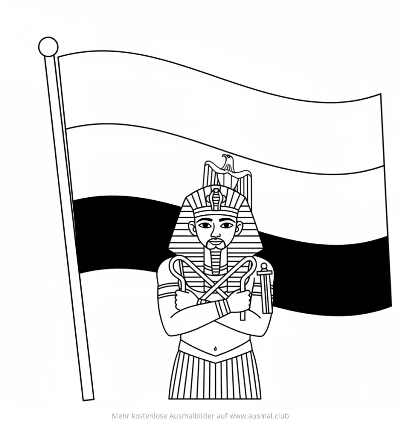 Ägyptische Flagge mit Pharao Ausmalbild