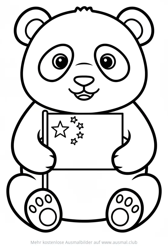 China Panda mit Flagge Ausmalbild