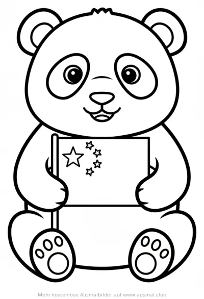 China Panda mit Flagge Ausmalbild