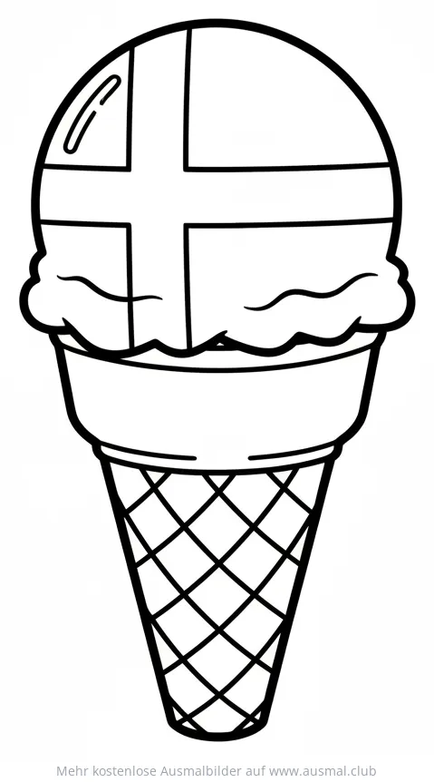 Dänemark Flagge als Eis Ausmalbild