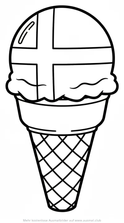 Dänemark Flagge als Eis Ausmalbild