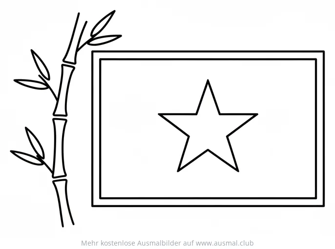 Vietnamesische Flagge mit Bambus Ausmalbild