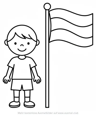 Länderflagge mit Kind Ausmalbild