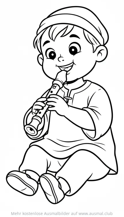 Junge spielt Blockflöte Ausmalbild